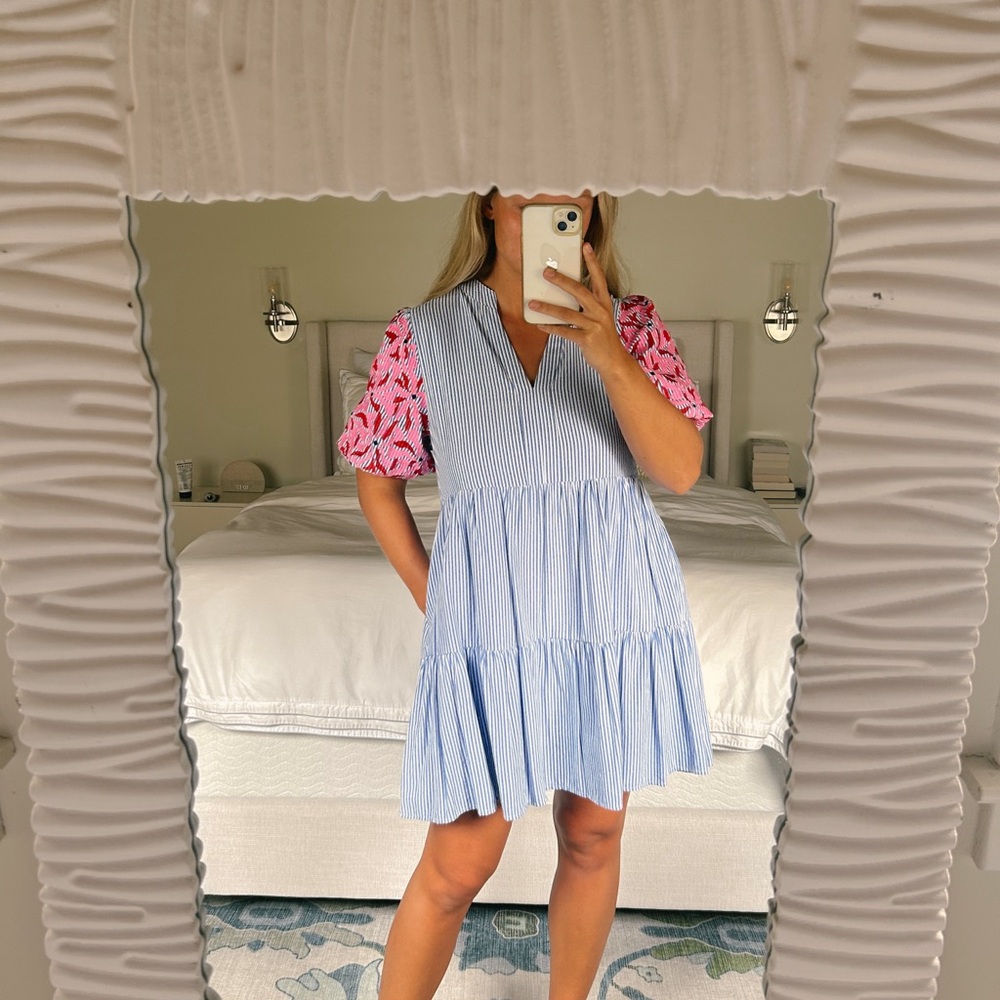 Floral Puff Sleeve Tiered Ruffle Dress